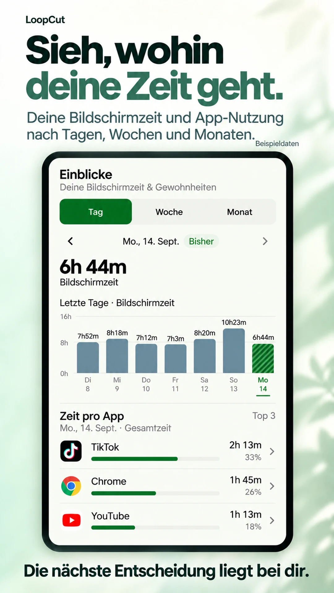 Sieh, wohin deine Zeit geht.